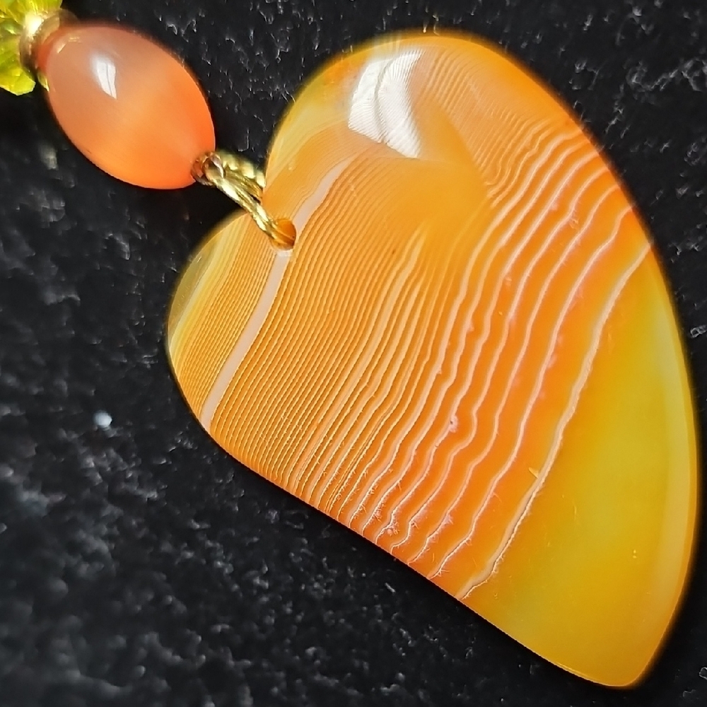 Elegant Orange Heart Pendant Necklace